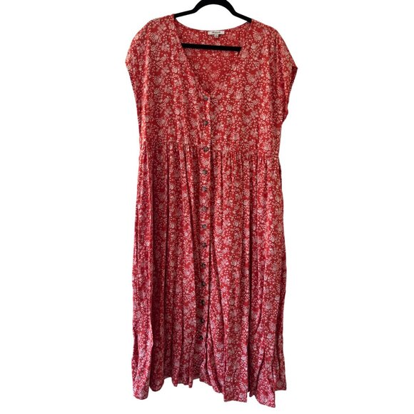 Madewell Button-Front Midi Dress In Piazza Floral Size XL - Picture 2 of 8